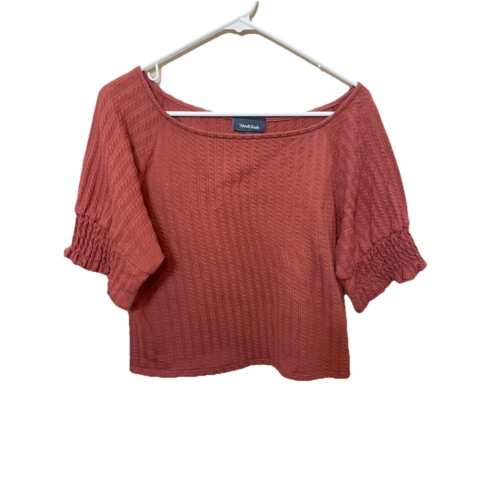 Mod Cloth Cropped Ruffle Sleeved Top Women’s Size L